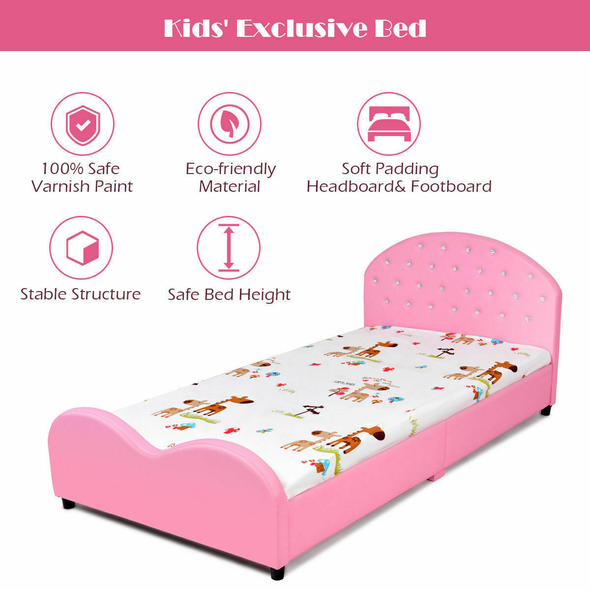 Cama para Niños Pequeños Tapizada de Tamaño Twin