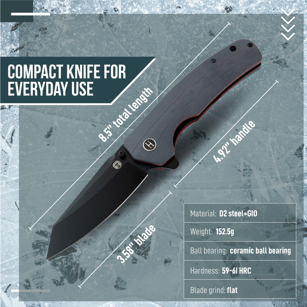 Premium Clip Point Folding Pocket Knife Gift Set for Adventurers (Grey and Red) - Korvel