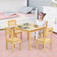 Juego de Mesa y Sillas de Madera de Pino para Niños de 5 Piezas
