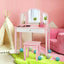 Kids Princess Make Up Dressing Table with Tri-folding Mirror - Pink