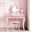 Kids Princess Makeup Dressing Play Table Set with Mirror - Pink