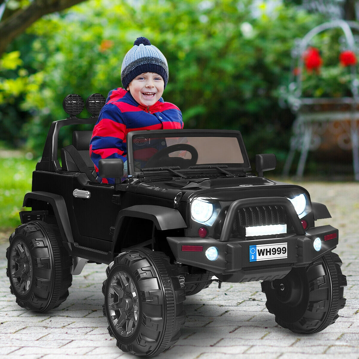 Camion électrique pour enfants 12V avec télécommande - Noir