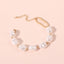 Handmade Imitation Pearl Gold Link Chain Bracelet