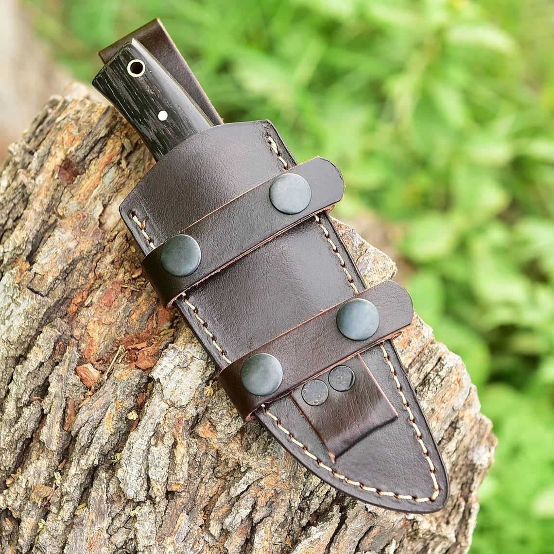 Artisan Crafted 1095 High Carbon Steel Skinning Knife | Elegant Wenge Wood Grip | 7.5 Inches | Premium Leather Sheath - Korvel