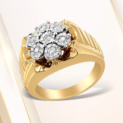Bague en Argent Sterling Plaqué Or Jaune 14K pour Homme - Taille 10