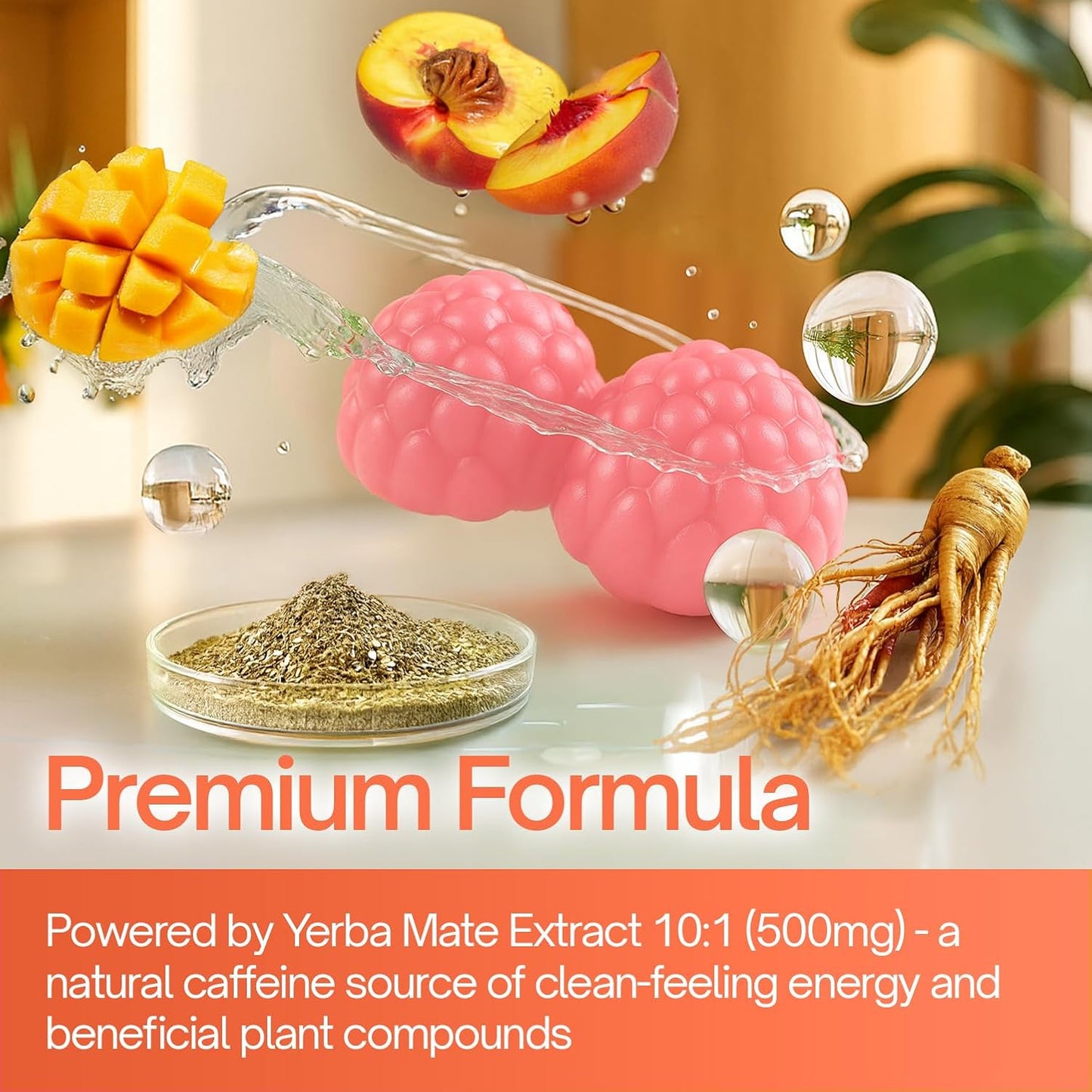 Gummies de Yerba Mate – Soutien à la concentration et à l'énergie – Saveur pêche mangue