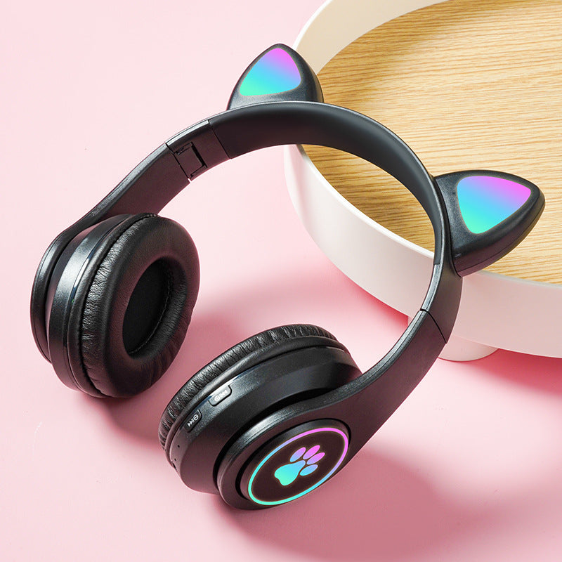 Wireless Bluetooth Cat Ears Headphones with LED Lights