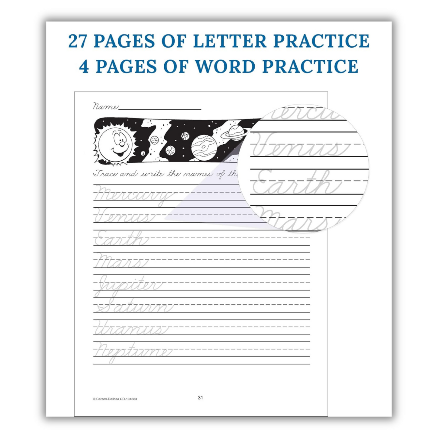Carson Dellosa Cursive Handwriting Workbook for Kids - Engaging Practice for Letters and Numbers (Spiral Bound) - Korvel