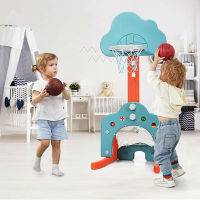 3-in-1 Kids Basketball Hoop Set with Balls - Green