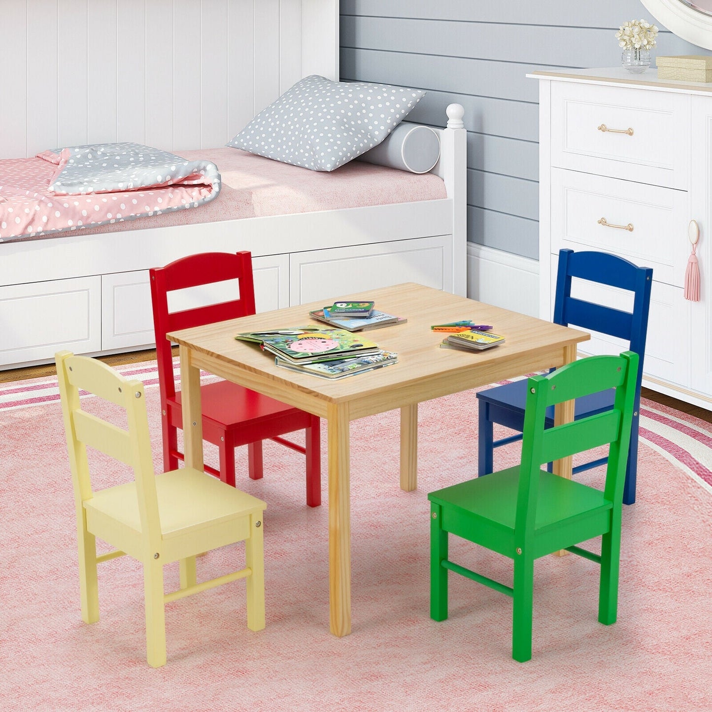 5-Piece Kids Multicolor Table and Chair Set