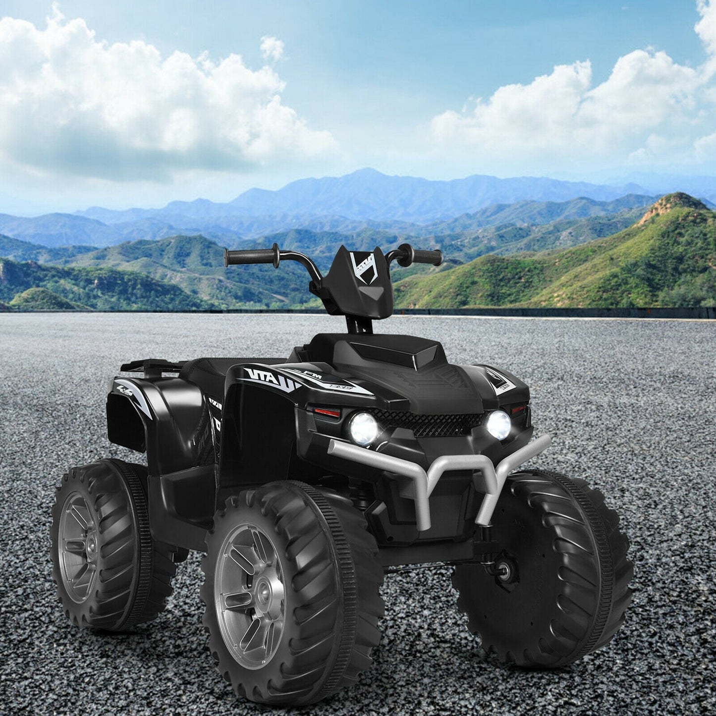 ATV électrique pour enfants 12V avec lumières LED - Noir