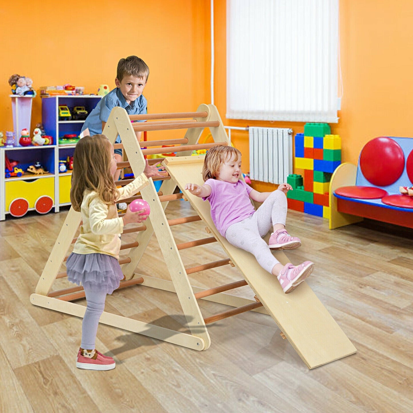 Triangle d'escalade en bois pliable pour tout-petits
