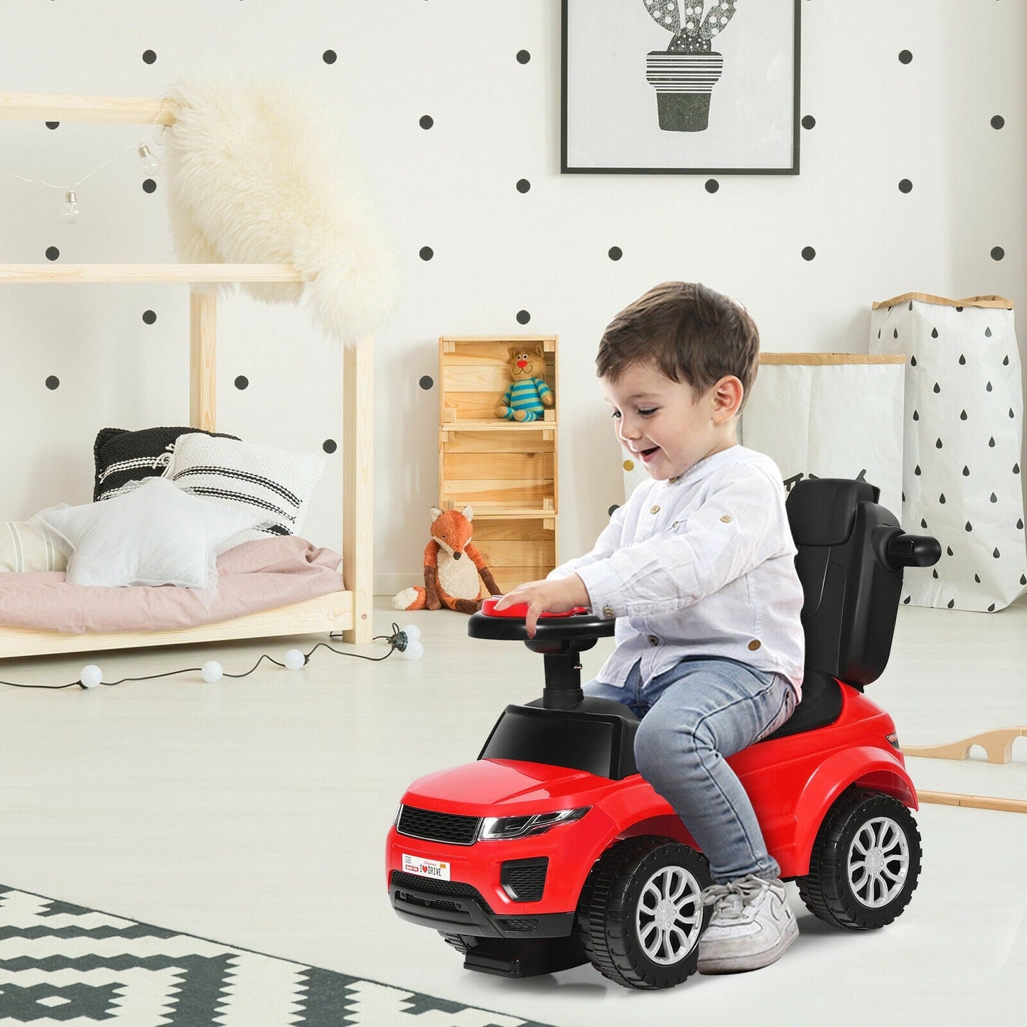 Poussette convertible 3-en-1 pour tout-petit et voiture à pousser - Rouge