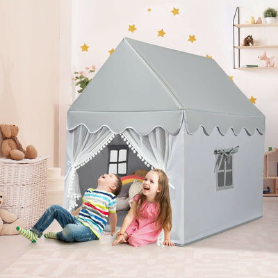 Kids Large Play Castle Fairy Tent with Mat - Gray