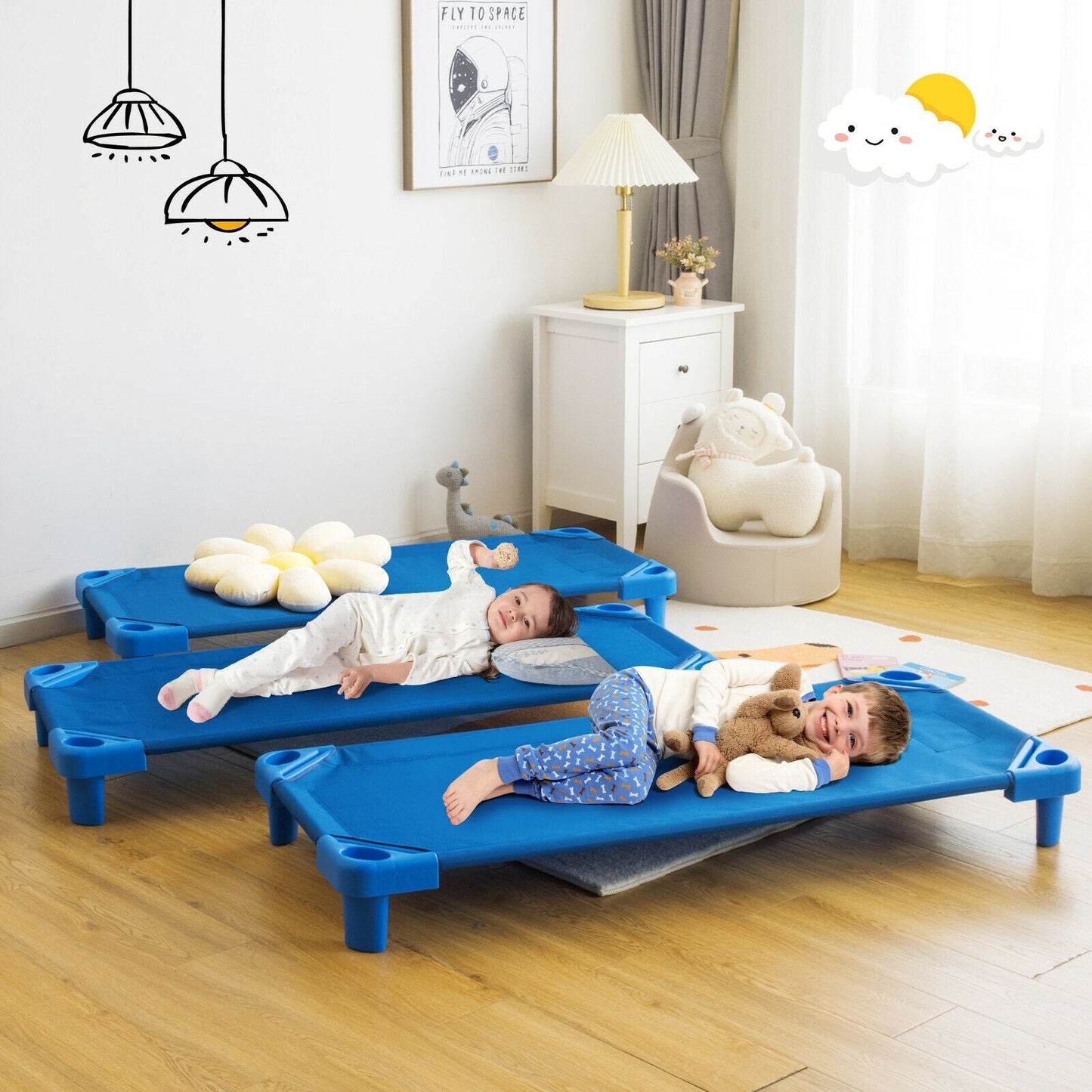 Mats de descanso apilables para niños en guarderías - 52 x 23 pulgadas, paquete de 6