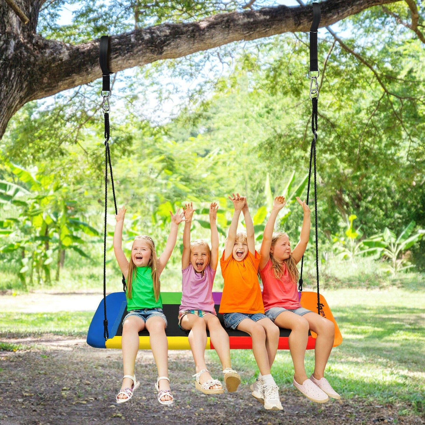 60-Inch Multicolor Platform Tree Swing with Hanging Straps