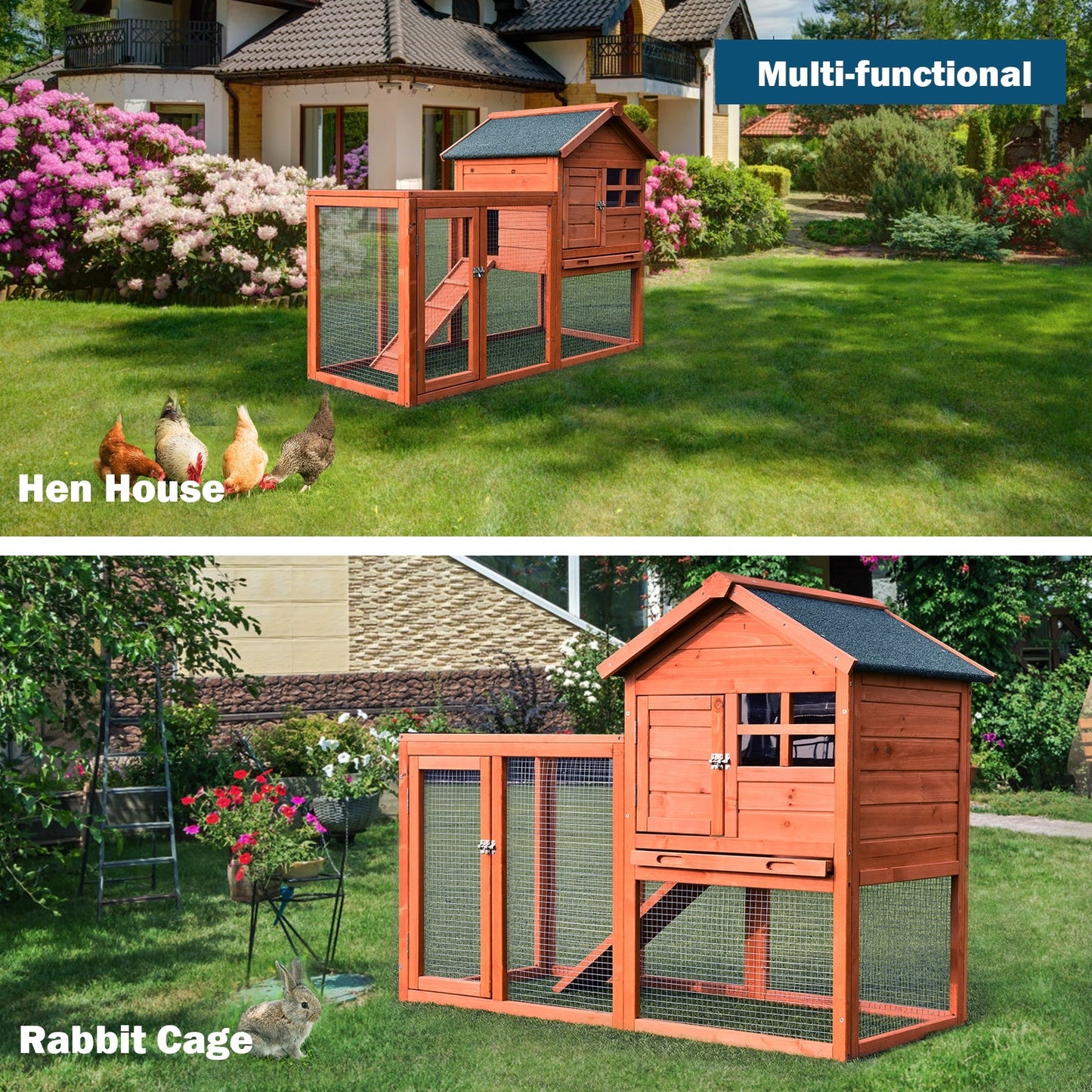 Enclos en bois extérieur premium pour lapins