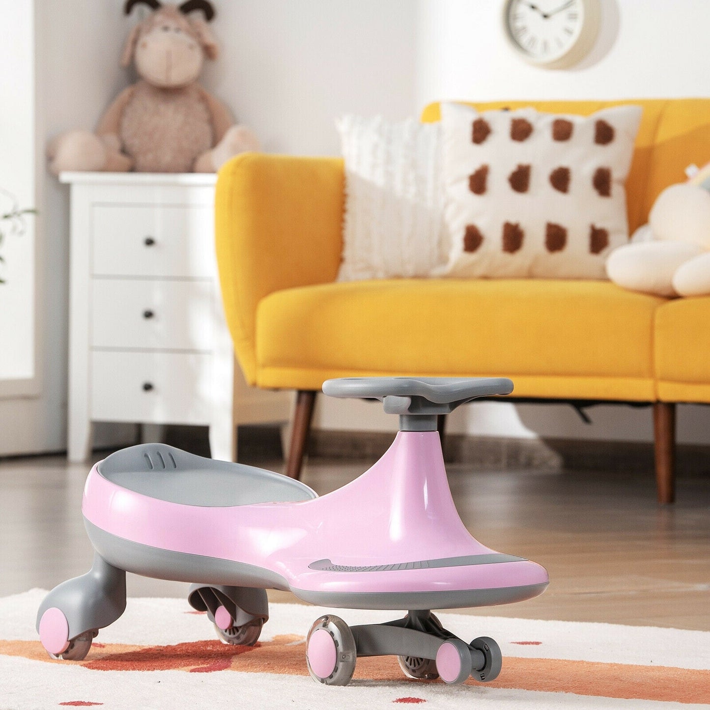 Jouet à bascule Wiggle Car avec roues clignotantes - Rose