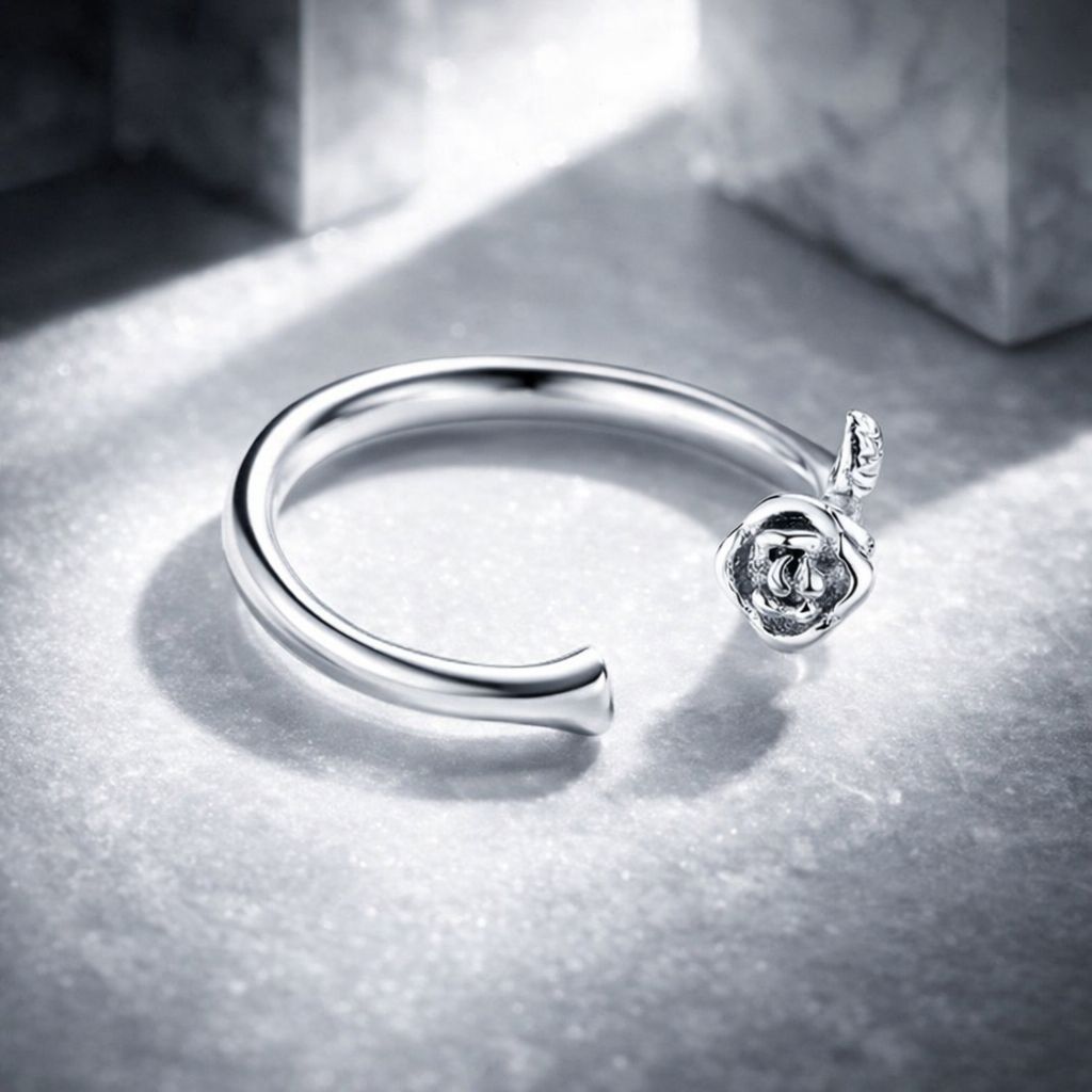 Bague de fiançailles en argent sterling S925 plaqué platine pour femmes
