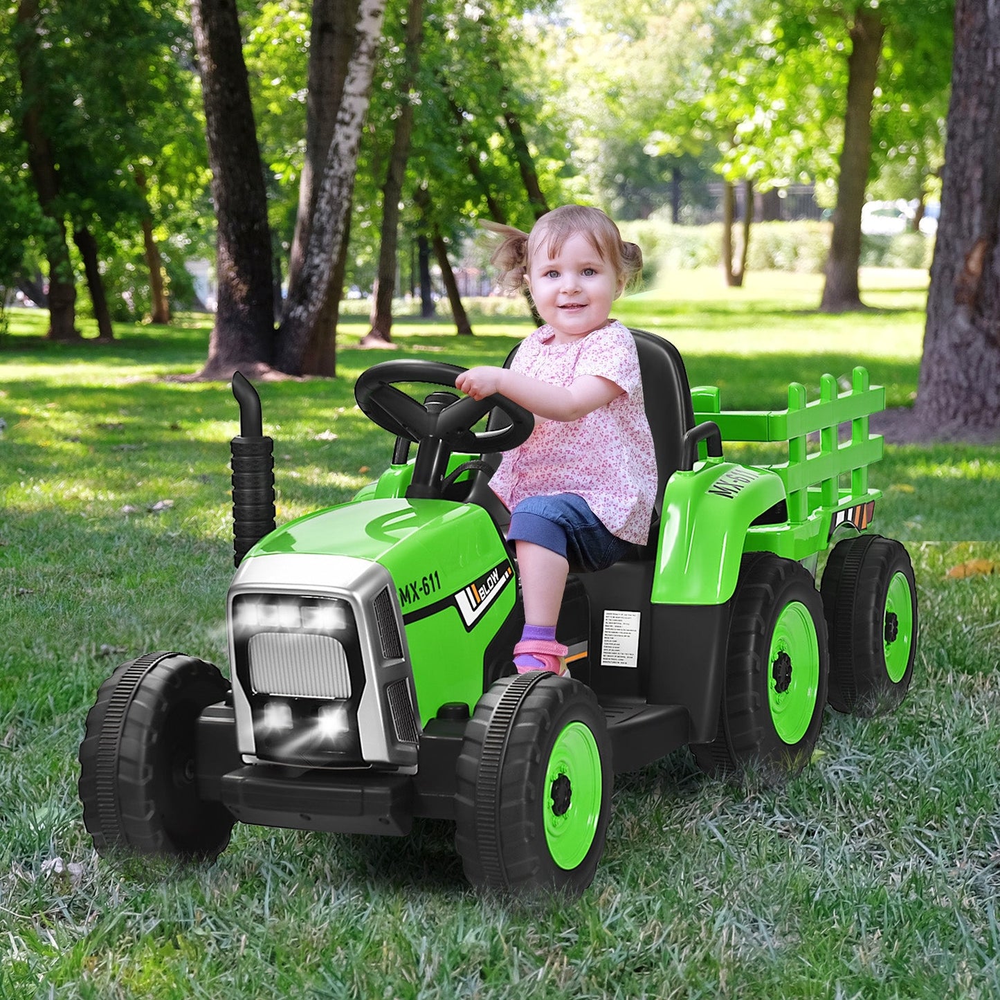 Tractor eléctrico de 12V con cargador para niños de 3 años en adelante