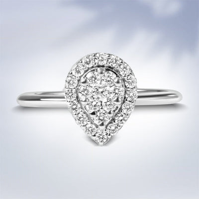 Bague de promesse en diamant en cluster en or blanc 10K cultivé en laboratoire - Taille 7