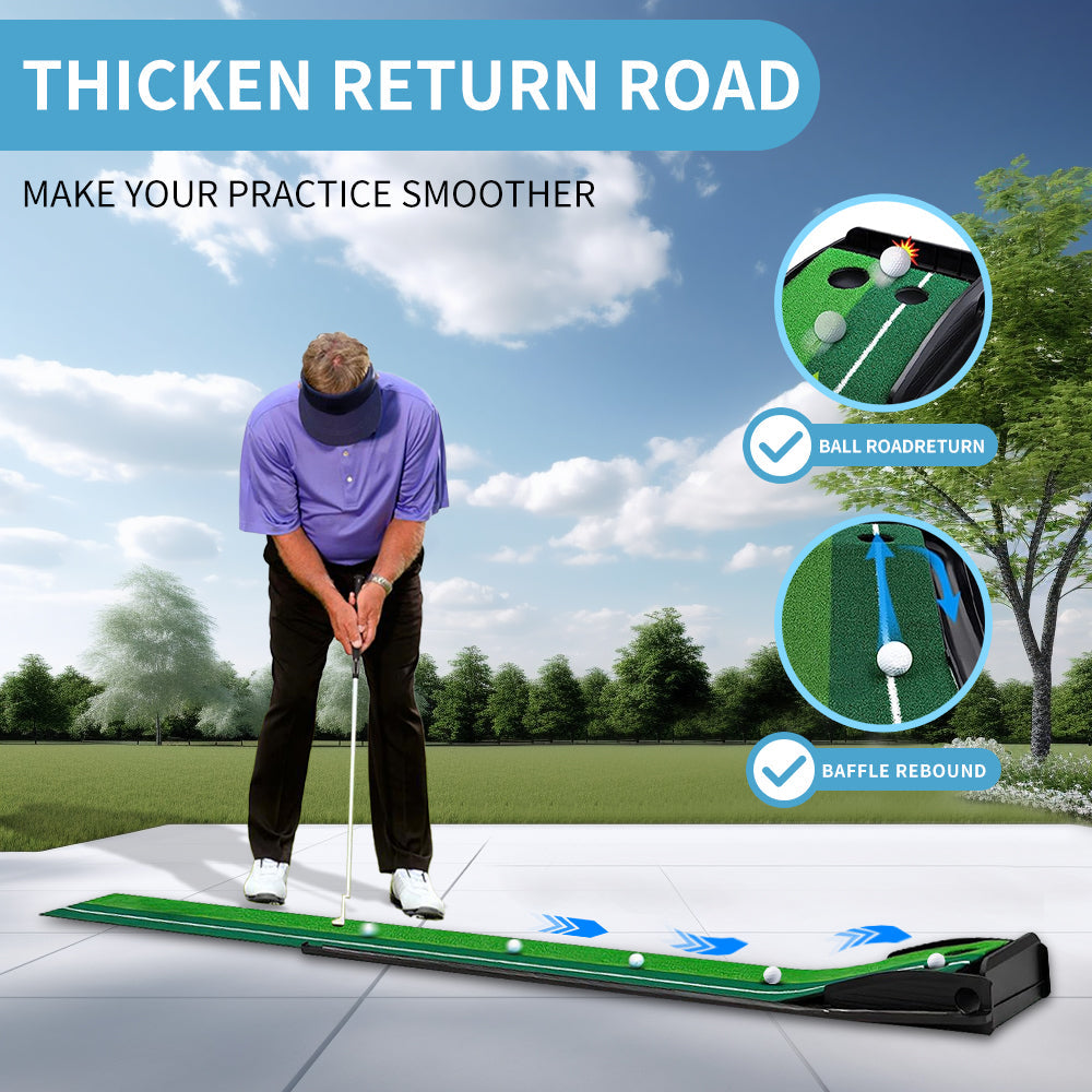 Portable Golf Putting Mat (8FT/10FT) - Perfect for Home Practice - Korvel