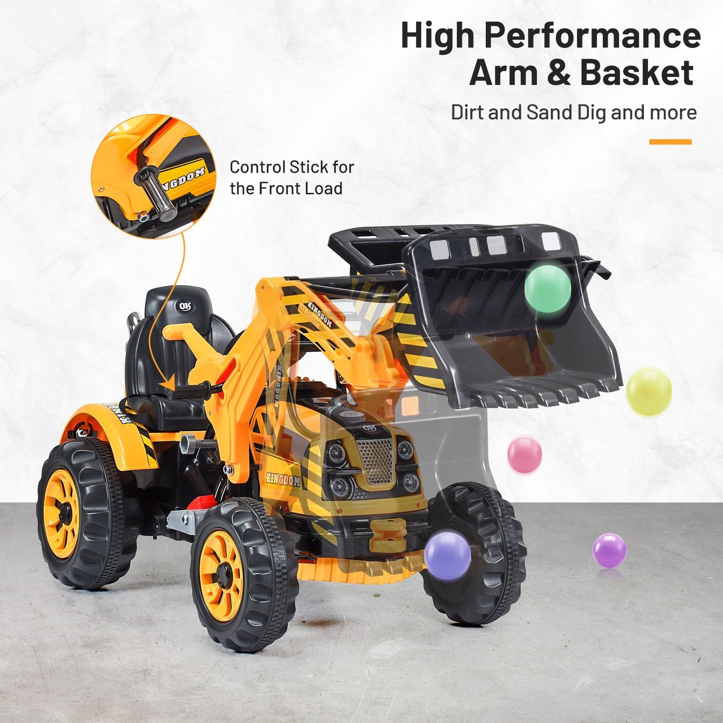 12V Battery Powered Kids Ride-On Dumper Truck - Yellow