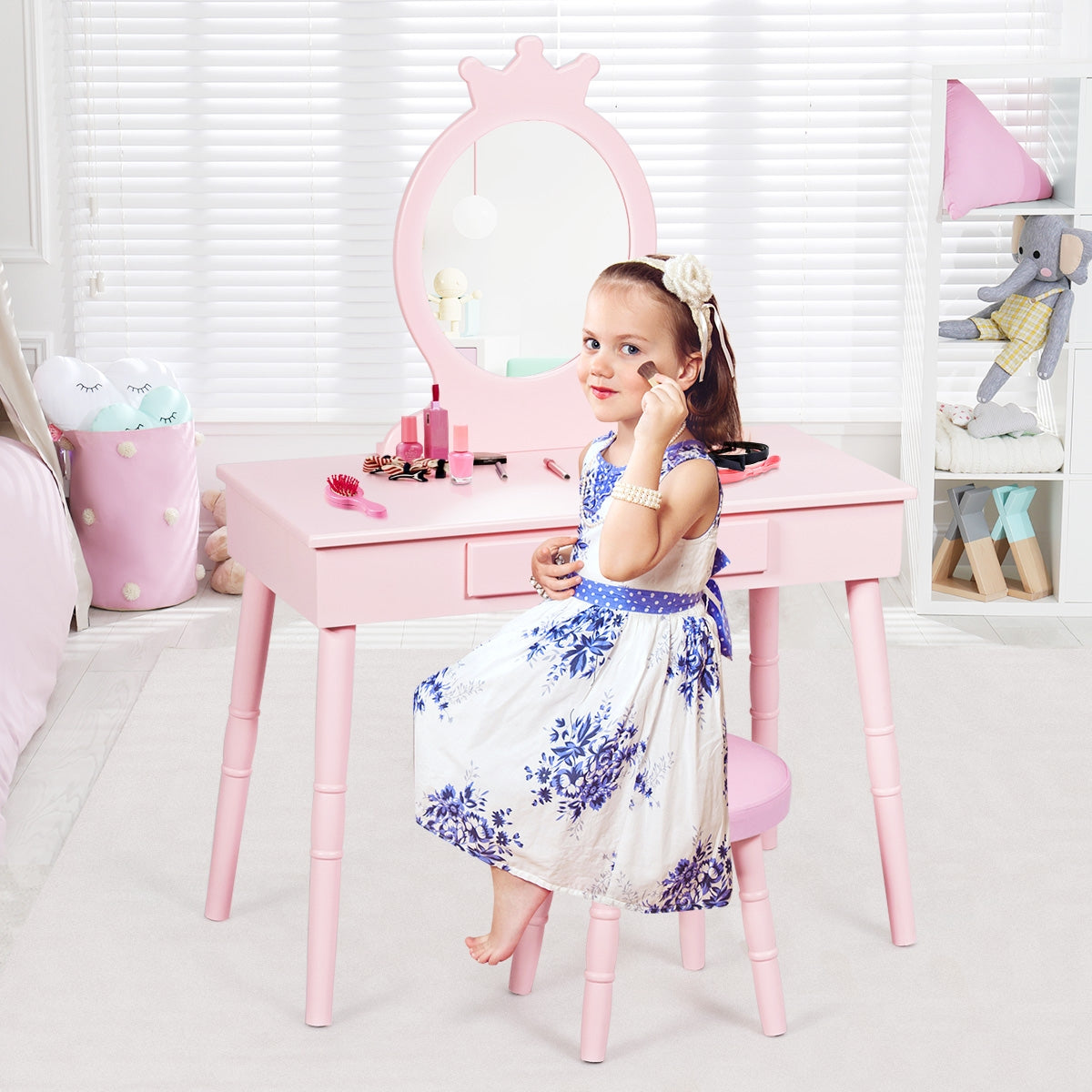 Gbruno Kids Vanity Makeup Table and Chair Set