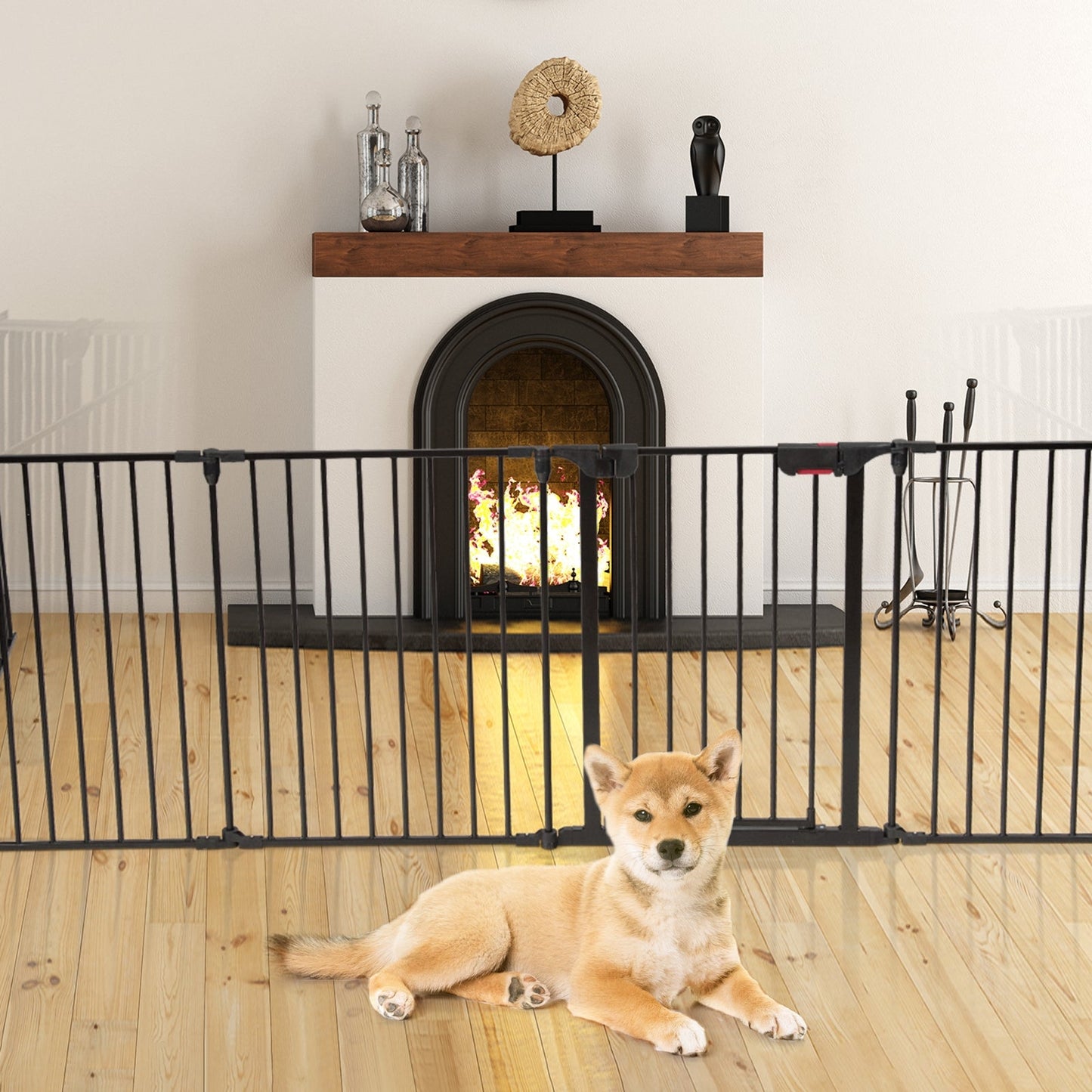 Adjustable Panel Baby Safe Metal Gate Play Yard - Black