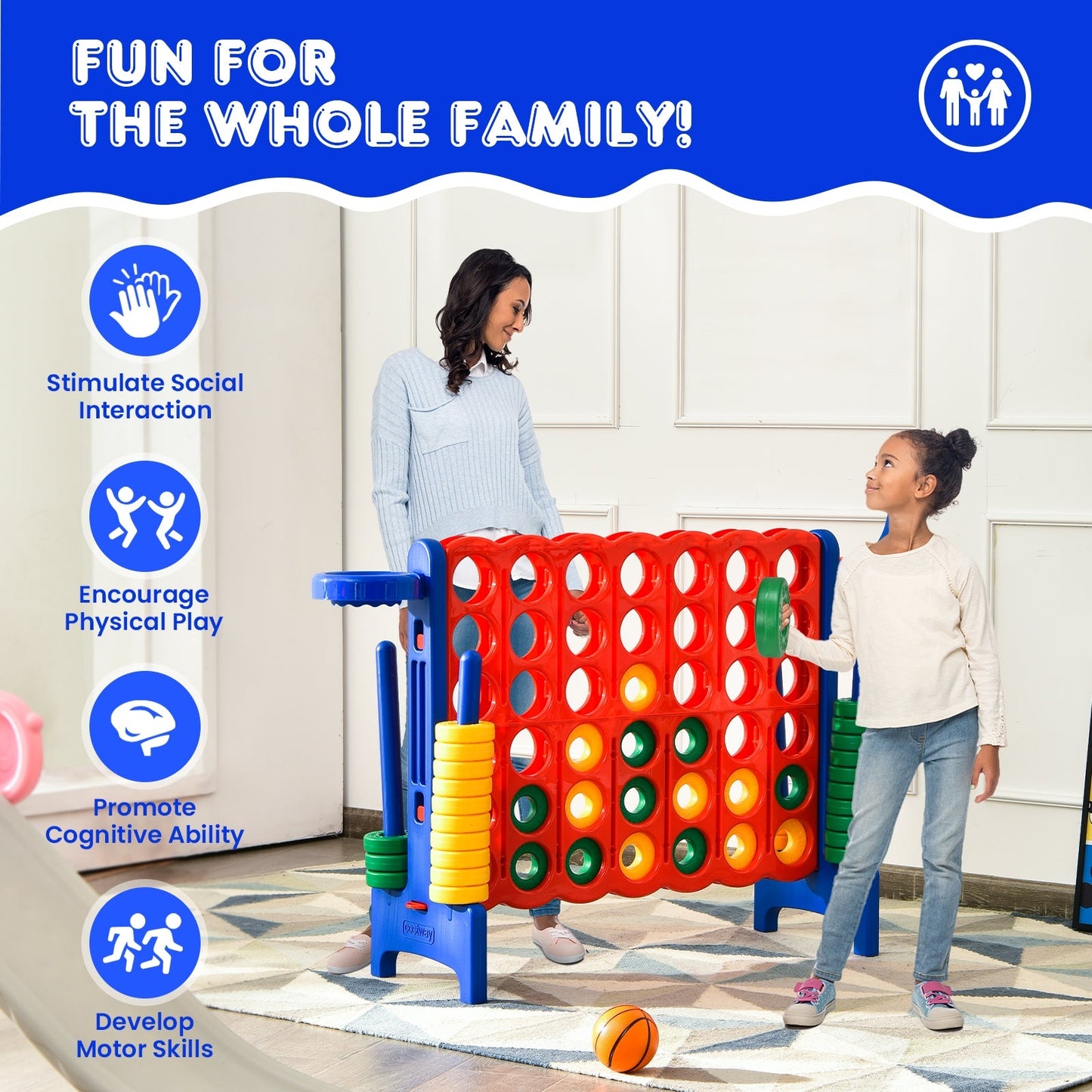 Jeu géant 4-à-marquer de 2,5 pieds - Bleu