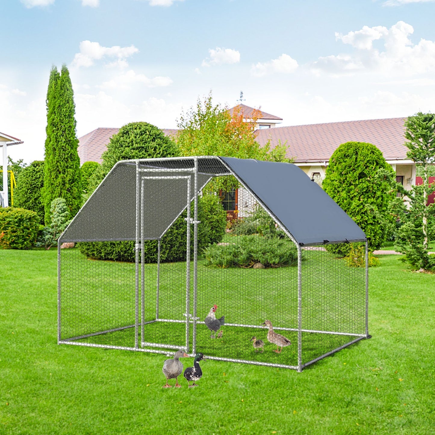 Large Walk In Chicken Run Cage - 9.5 x 6.5 Feet