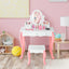 Conjunto de Mesa de Maquillaje para Niñas Princesa con Taburete - Blanco