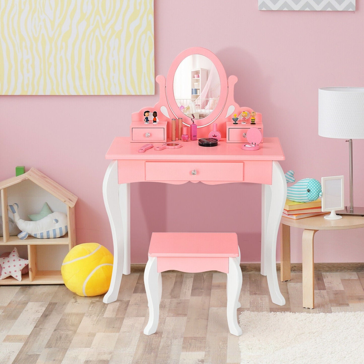 Ensemble de Table de Maquillage pour Enfants Princesse - Rose