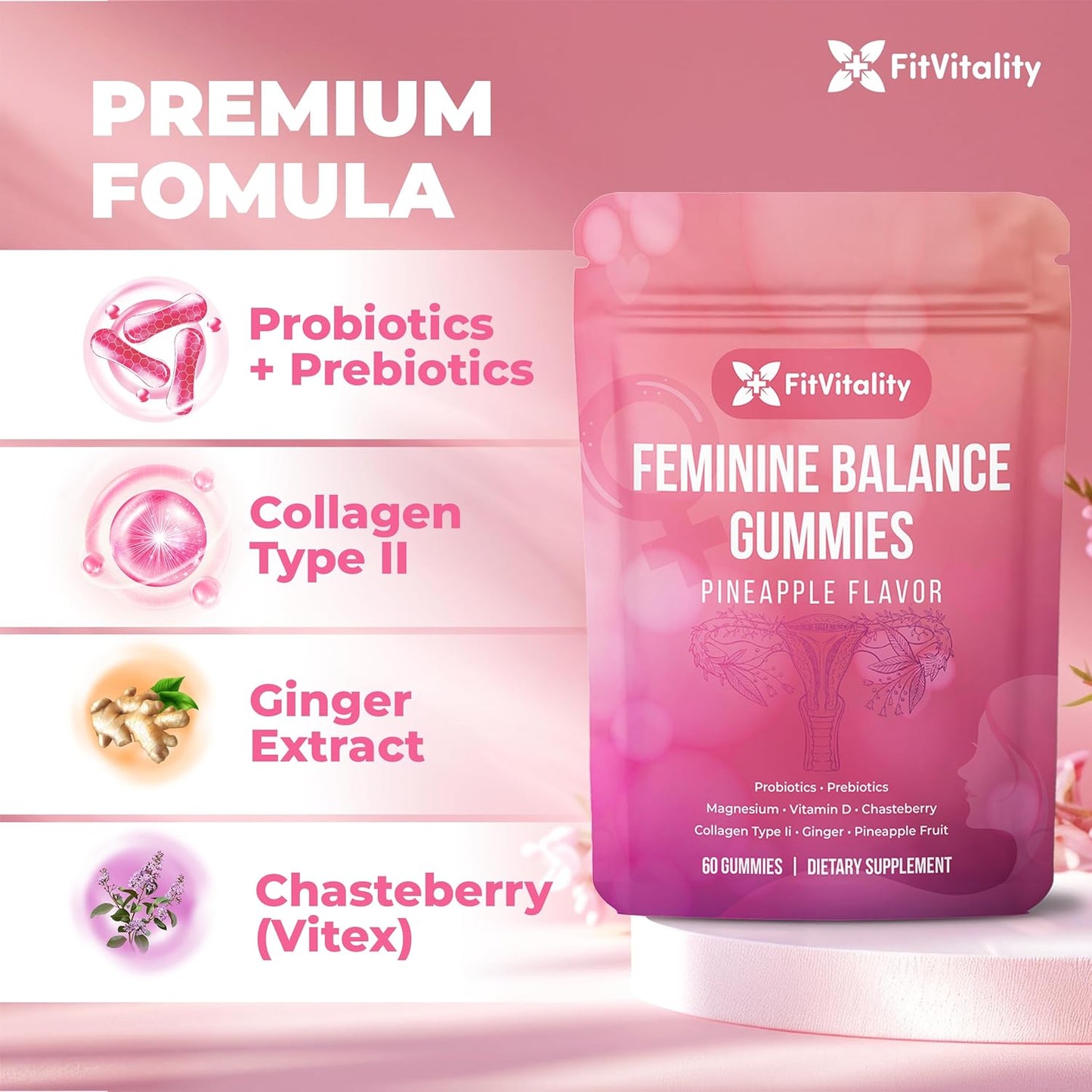 Gomitas Premium para el Equilibrio Femenino para el Soporte Digestivo