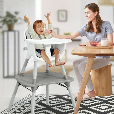 Ensemble de table et chaise convertible 4-en-1 pour bébé - Gris