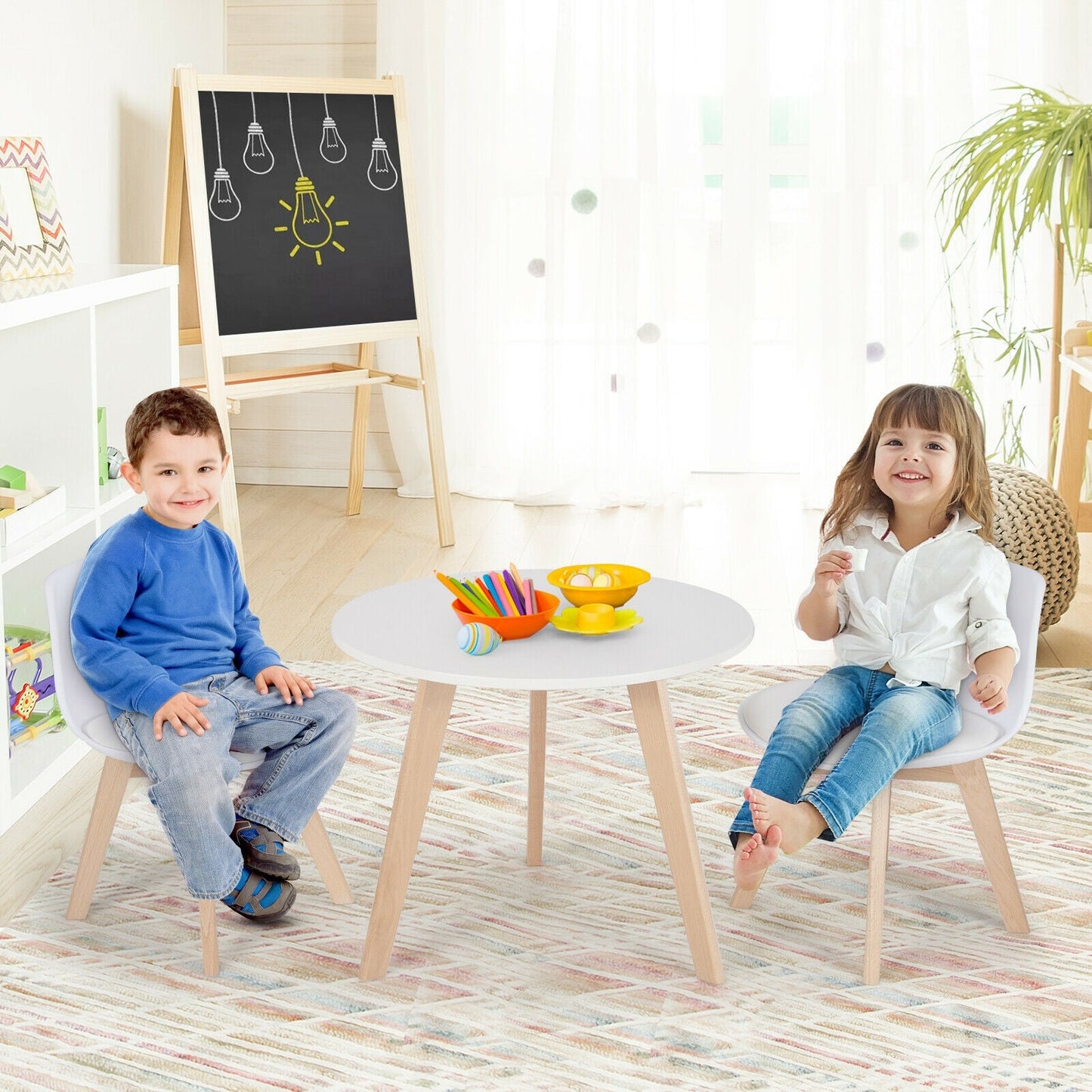 Ensemble de table d'activité moderne pour enfants et 2 chaises