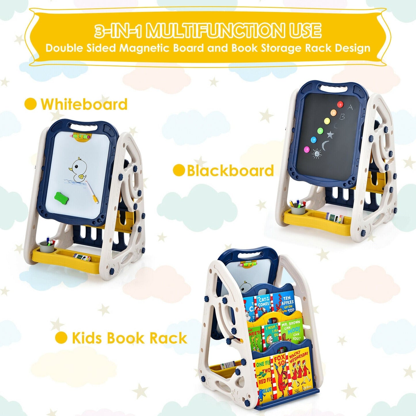 3-in-1 Kids Art Easel - Double-Sided Tabletop Easel with Accessories