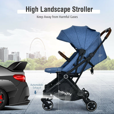 Poussette pour bébé convertible 2-en-1 en aluminium avec auvent réglable - Bleu