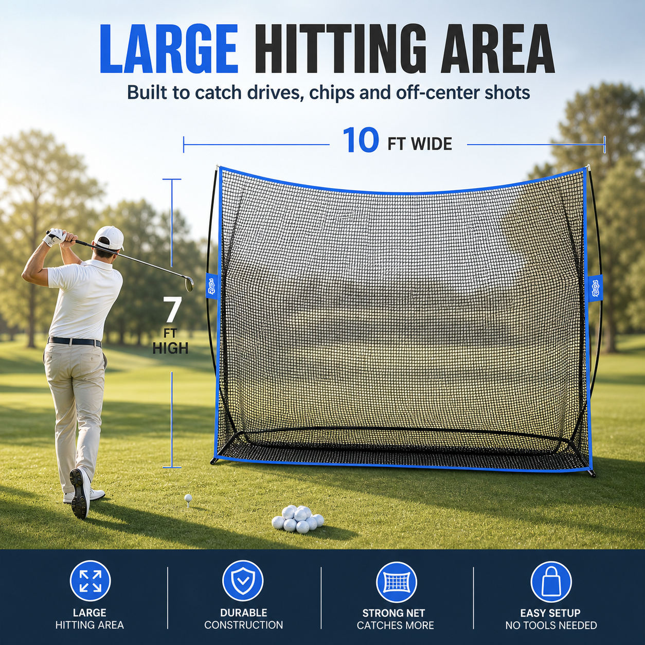 Portable Golf Practice Net - 10ft x 7ft Training Aid