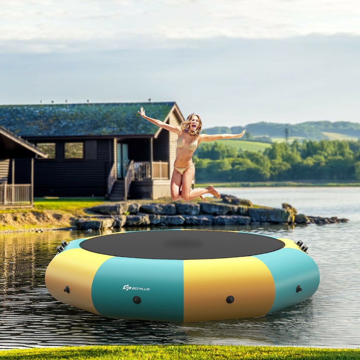 Bouncer de Agua Inflable Padded Splash de 10 Pies - Amarillo