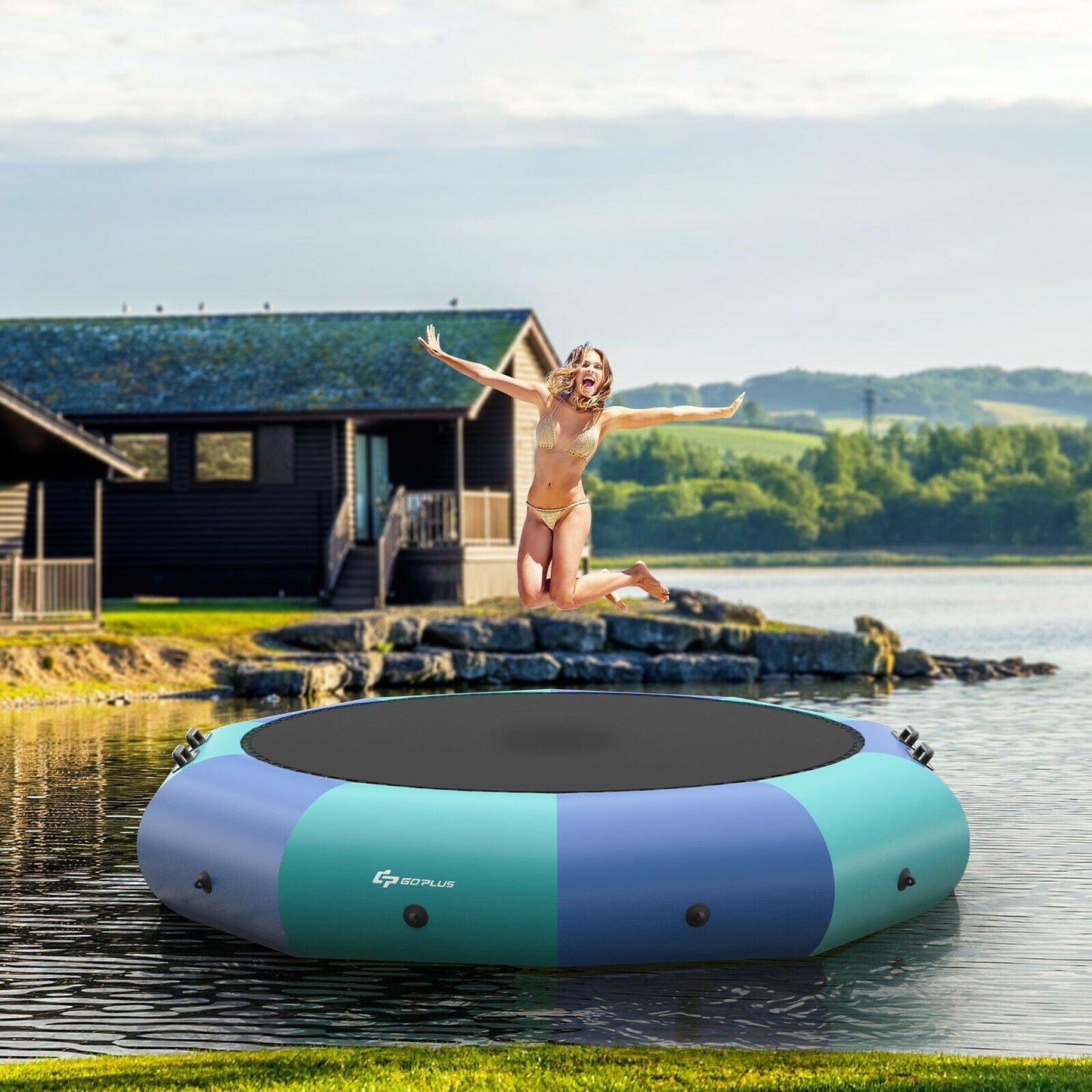 Bouncer aquatique gonflable rembourré de 10 pieds - Bleu
