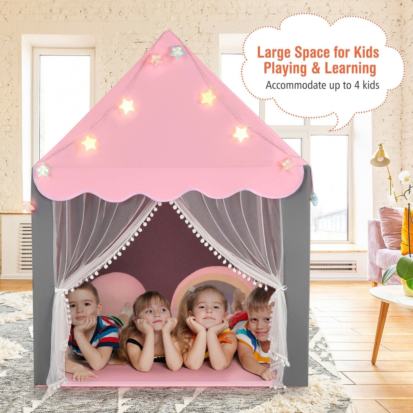 Gbruno Kids Playhouse Tent with Star Light - Pink