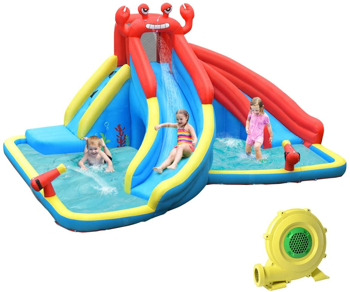 Château Gonflable avec Toboggan Aquatique et Canon à Eau