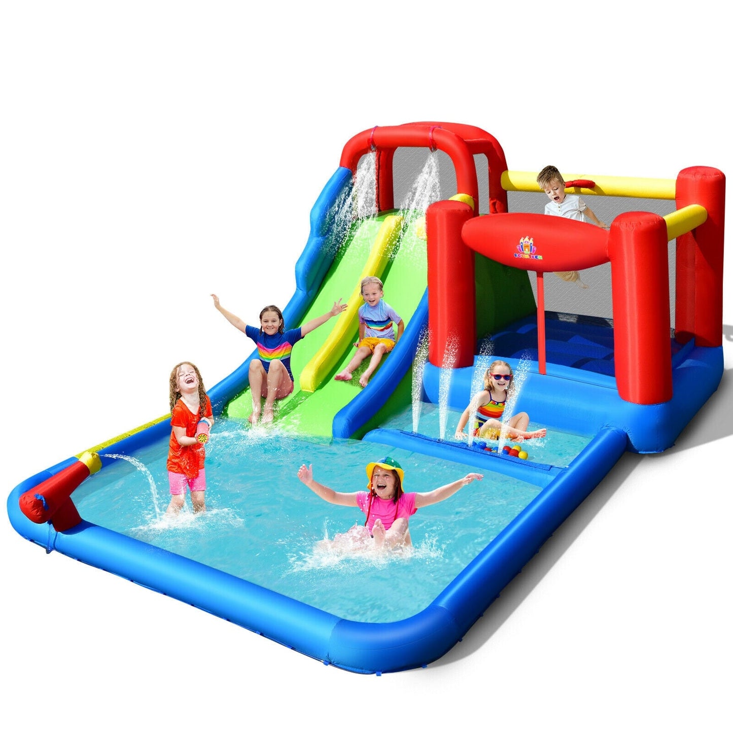Toboggan Aquatique Gonflable avec Boules Océaniques pour Enfants