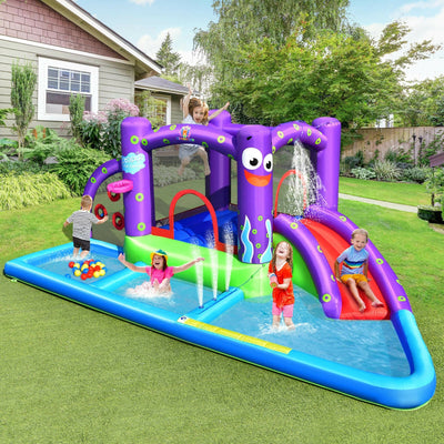 Parque Acuático Inflable con Piscina de Salpicaduras y Ventilador