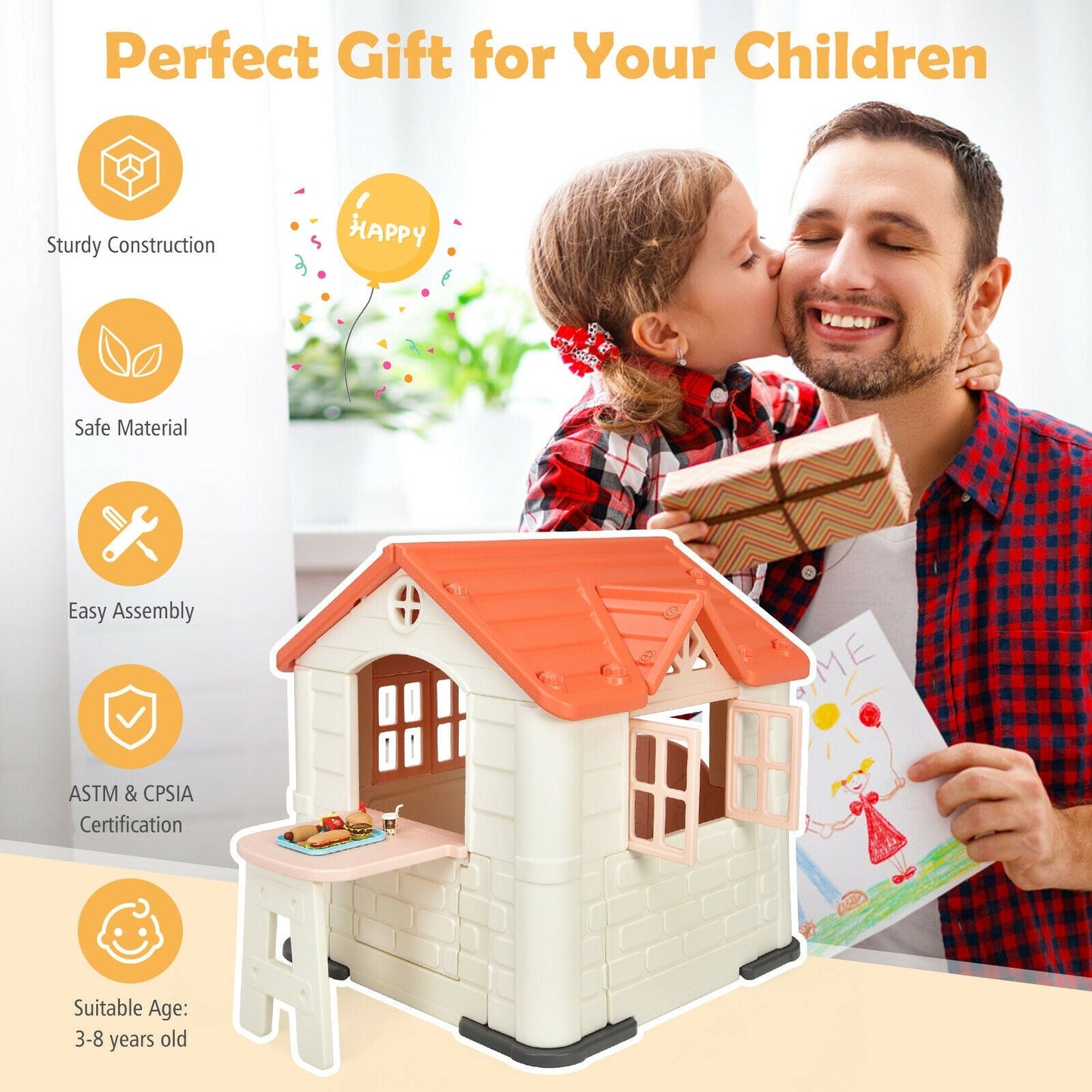 Casa de Juguete Gbruno para Niños - Set de 7 Piezas en Rosa