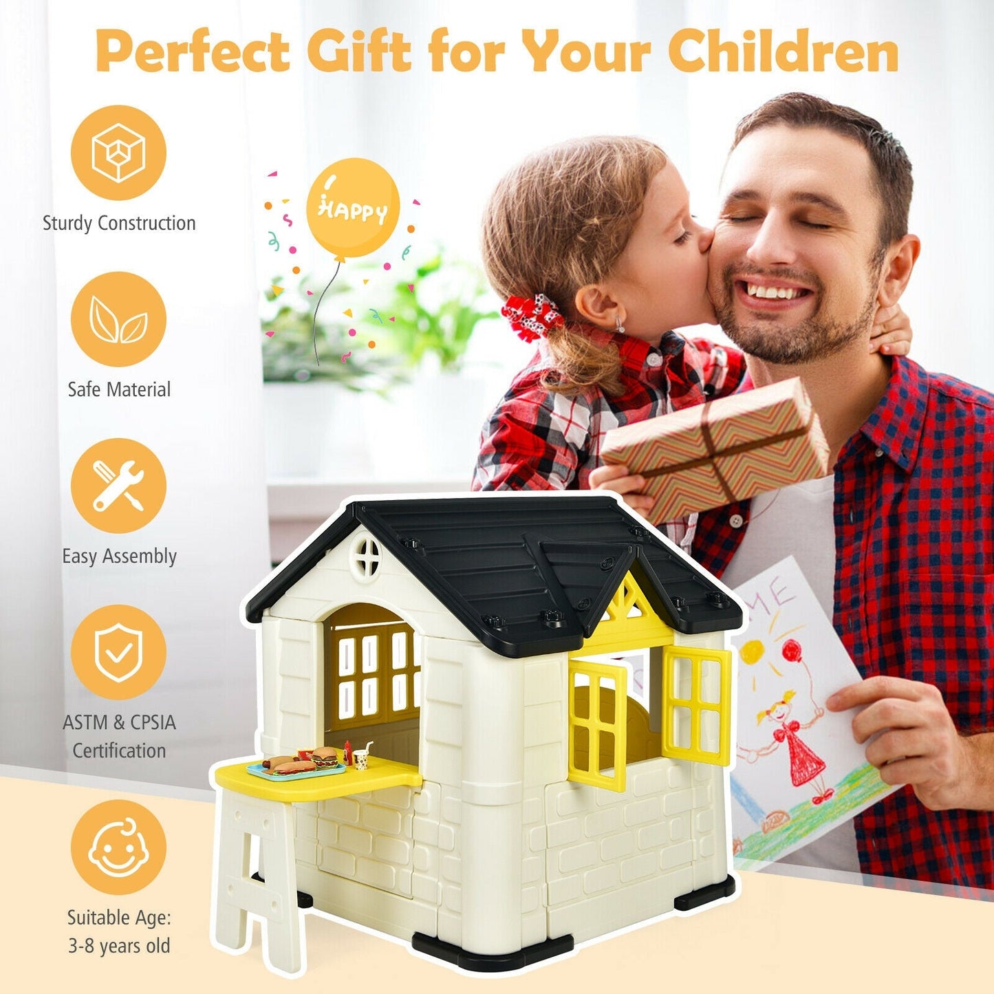 Conjunto de Juguetes Casa de Juegos Gbruno para Niños - 7 Piezas en Amarillo