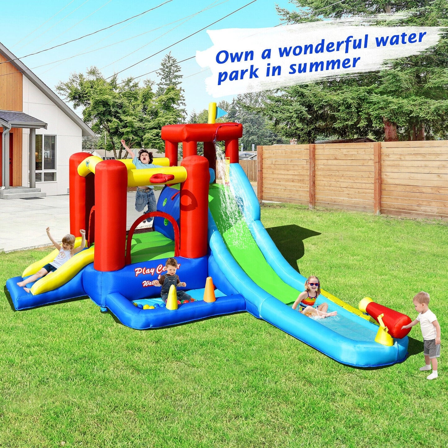 Maison de saut et toboggan gonflable pour enfants 9-en-1