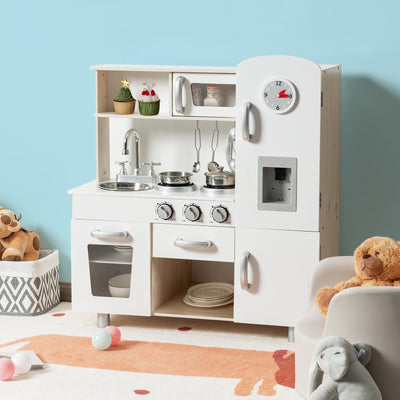 Vintage Play Kitchen Pretend Cooking Playset with Water Dispenser