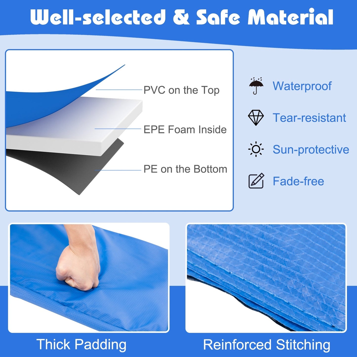 10 Feet Universal Spring Cover Trampoline Replacement Safety Pad - Multicolor